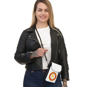 Heroines of Jericho Cell Phone Wallet - White Microfiber Leather With Adjustable Strap - Bricks Masons