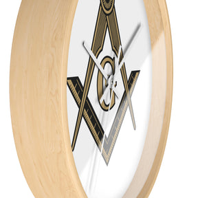 Master Mason Blue Lodge Clock - Distinguished S&C G on White Dial - Bricks Masons