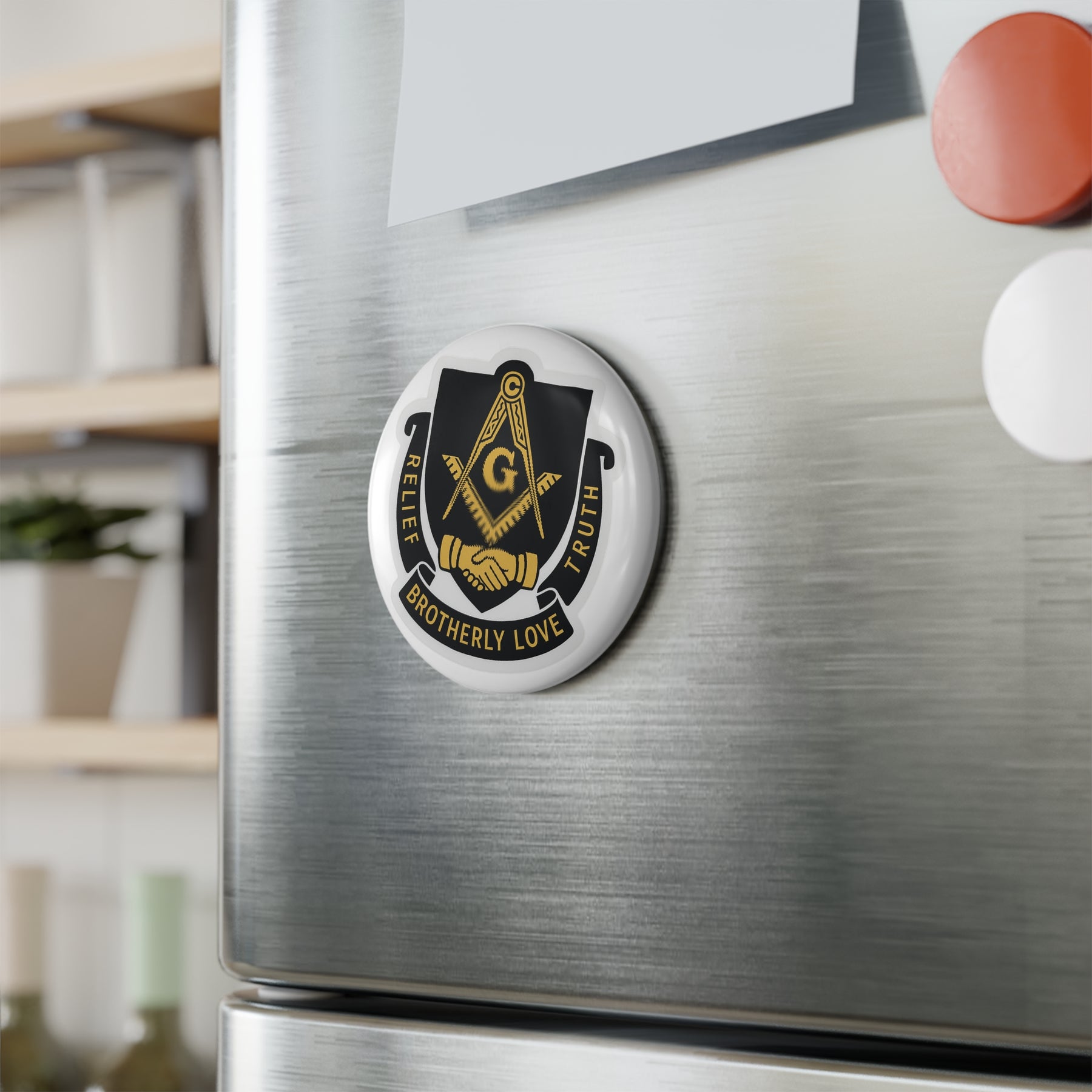 Master Mason Blue Lodge Magnet - Decorative Refrigerator - Bricks Masons