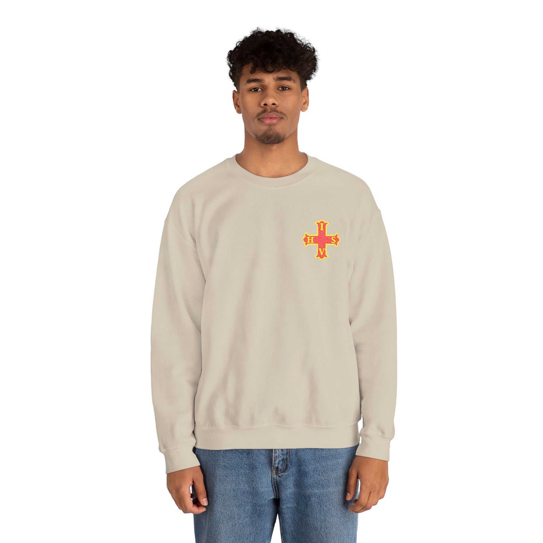 Red Cross of Constantine Sweatshirt - Left Chest Cross Embroidery - Bricks Masons