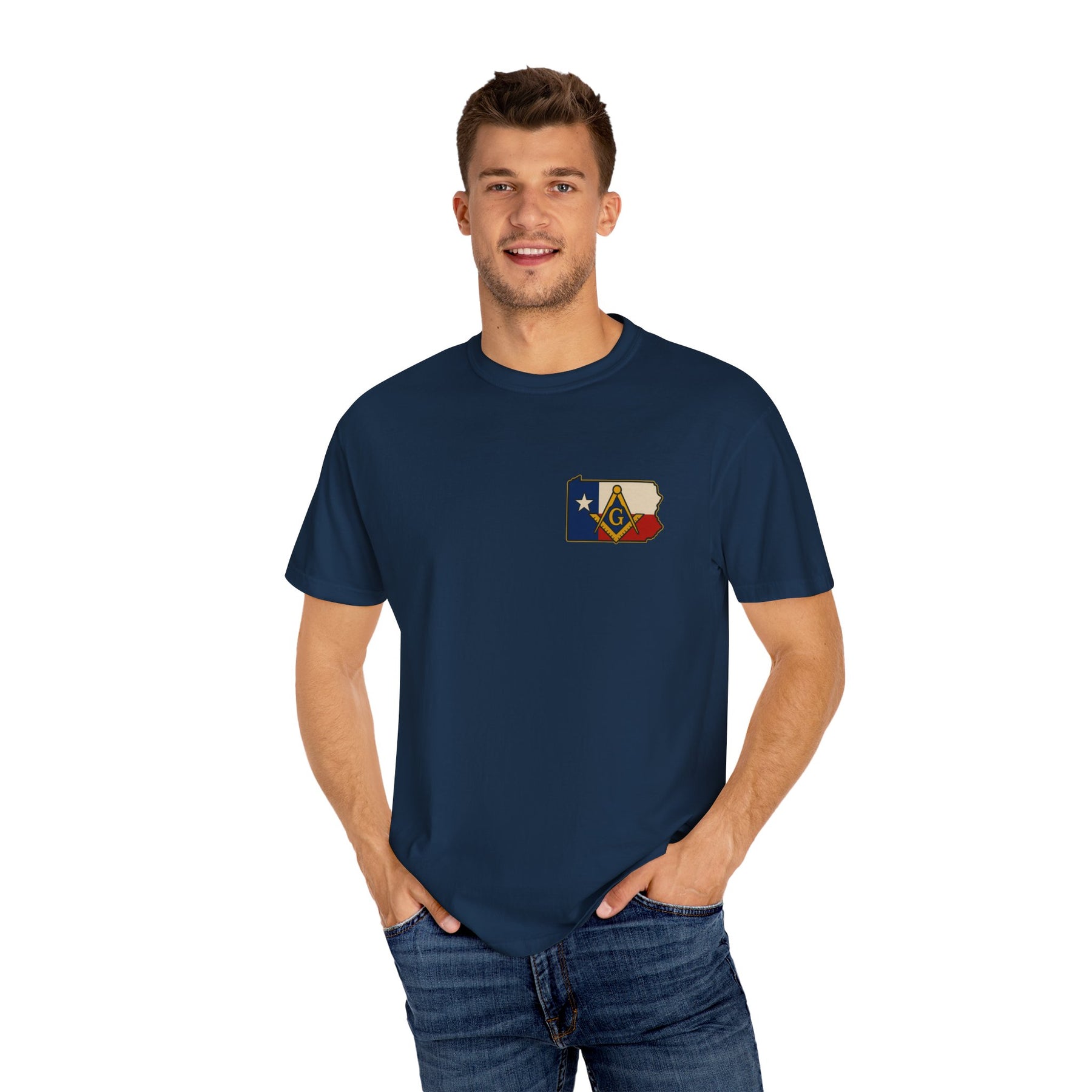 Master Mason Blue Lodge T-Shirt - Garment-Dyed Pennsylvania Mason - Bricks Masons