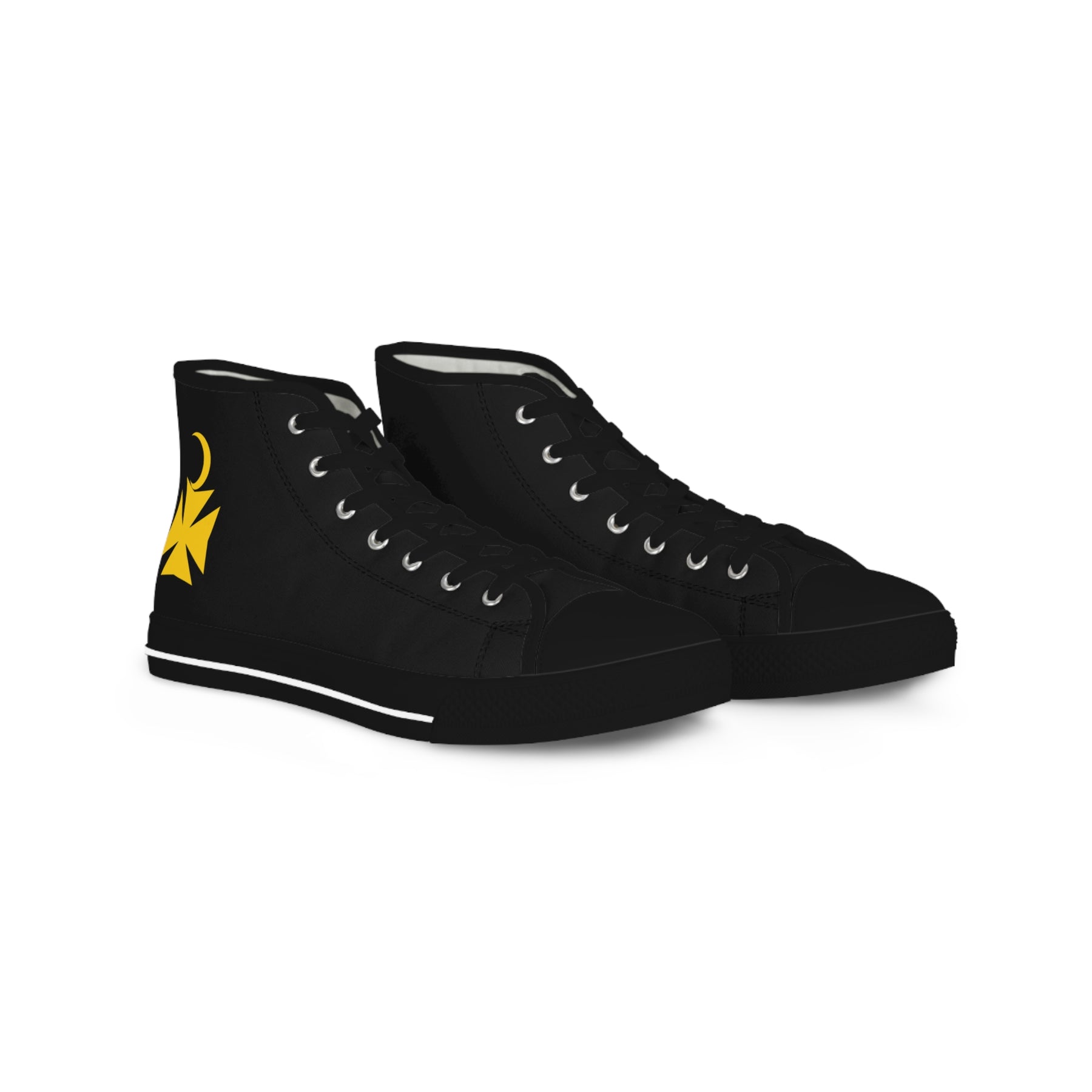 Knights of Constantinople Sneaker - High Top Black & White Golden Emblem - Bricks Masons