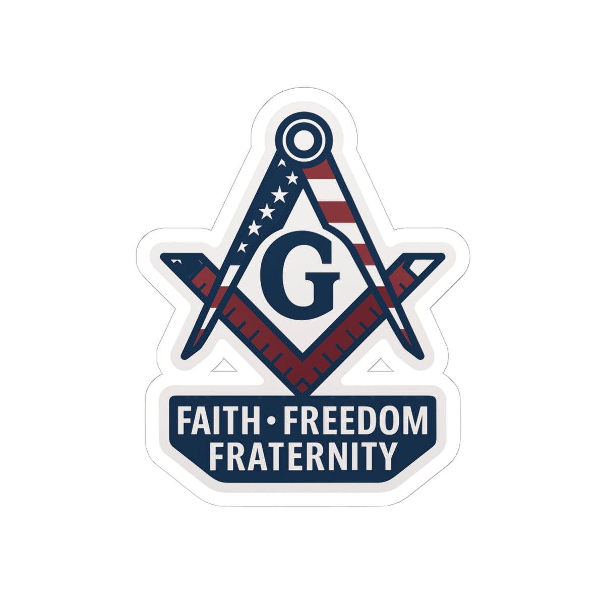 Master Mason Blue Lodge Sticker Decal - Kiss-Cut Faith Freedom Fraternity US Flag - Bricks Masons
