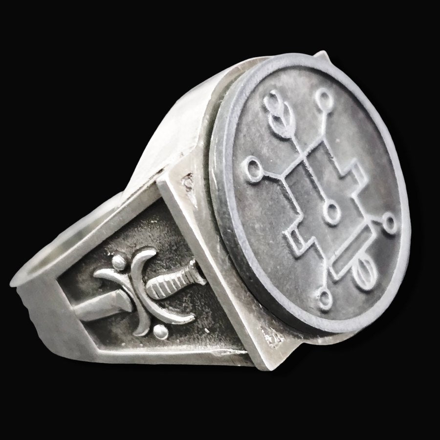 Demon Ring 3 Prince Vassago 72 Demons Lesser Key of Solomon Goetia In Silver 2.2 cm x 1.8 cm 18 Gr Art 1781 - Bricks Masons
