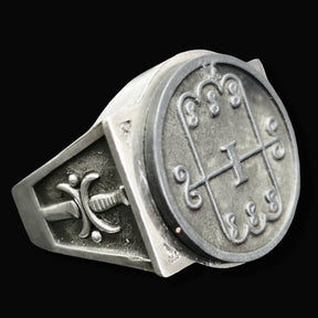Demon Ring 7 Marquis Aamon 72 Demons Lesser Key of Solomon Goetia In Silver 2.2 cm x 1.8 cm 18 Gr Art 1785 - Bricks Masons
