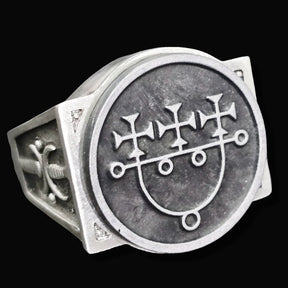 Demon Ring 12 PRINCE SITRI Sitri 72 Demons Minor Key of Solomon Goetia In Silver 2.2 cm x 1.8 cm 18 Gr Art 1790 - Bricks Masons