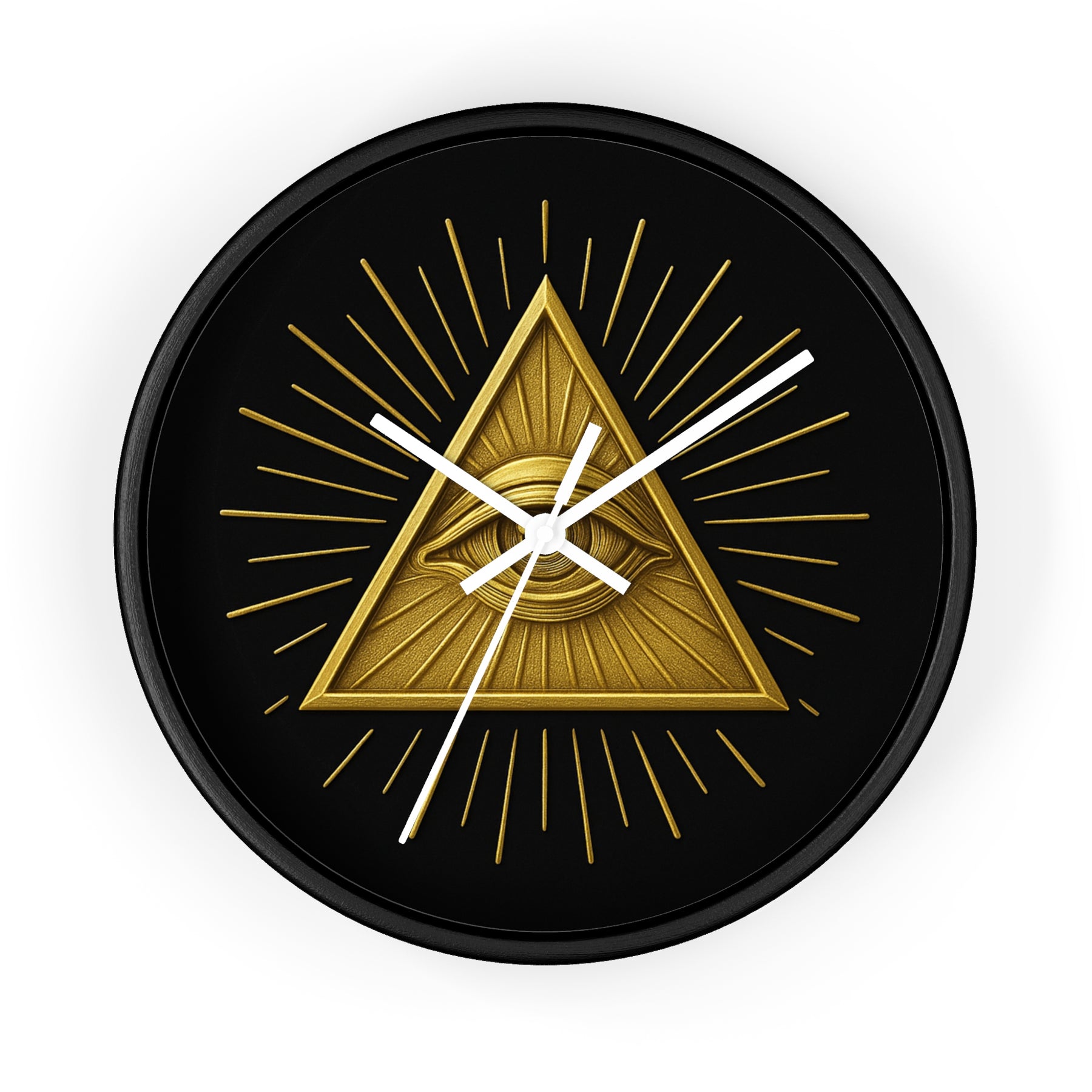Eye of Providence Clock - Sacred Triangle Eye Emblem on Wooden Frame - Bricks Masons