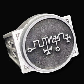 Demon Ring 61 PRESIDENT ZAGAN 72 Demons Lesser Key of Solomon Goetia In Silver 2.2 cm x 1.8 cm 18 Gr Art 1839 - Bricks Masons