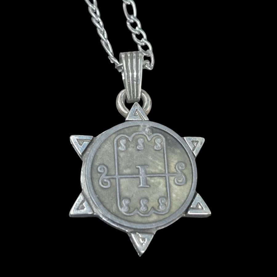 Demon Pendant 07 MARQUIS AAMON and Secret Seal of Solomon 72 Demons Lesser Key of Solomon Goetia In Silver 3 x 2.5 cm 12 Gr Art 1866 - Bricks Masons