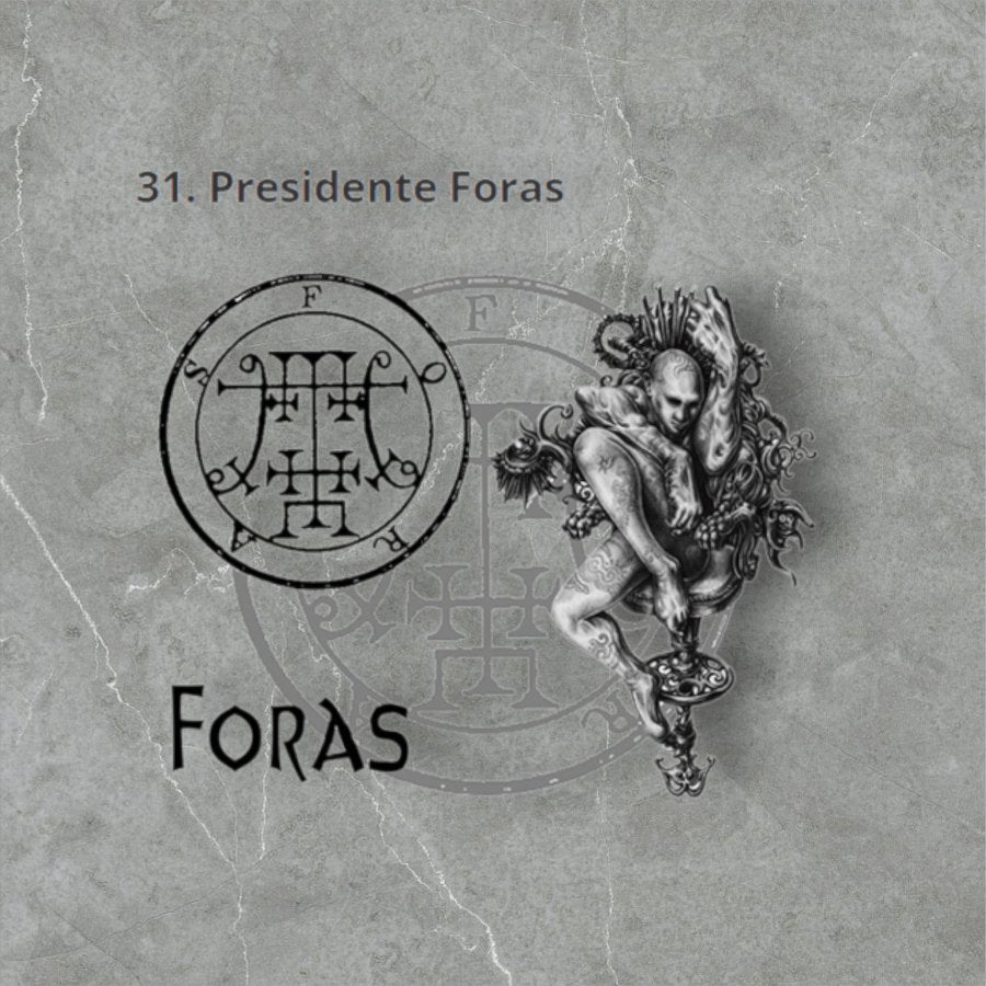 I wove Demon 31 PRESIDENT FORAS and Secret Seal of Solomon 72 Demons Lesser Key of Solomon Goetia In Silver 3 x 2.5 cm 12 Gr Art 1890 - Bricks Masons