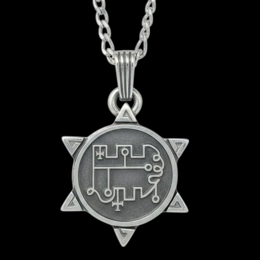 I wove Demon 36 PRINCE STOLAS and Secret Seal of Solomon 72 Demons Lesser Key of Solomon Goetia In Silver 3 x 2.5 cm 12 Gr Art 1895 - Bricks Masons