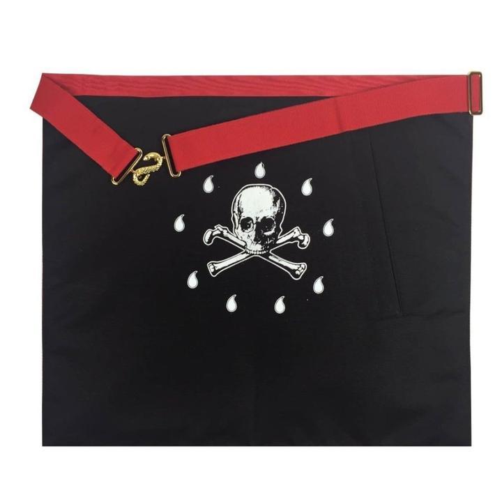 Master Mason Scottish Rite Apron - White & Red Moire with Gold Fringe