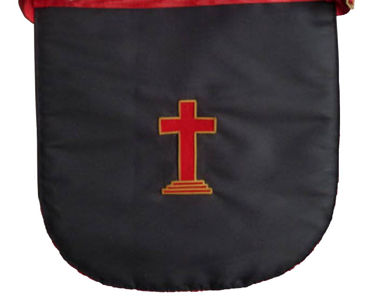 18th Degree Scottish Rite Apron - White & Red Satin with Pleated Edges - Bricks Masons