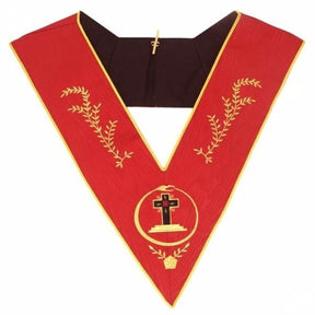18th Degree Scottish Rite Collar - Red Moire Latin Cross - Bricks Masons
