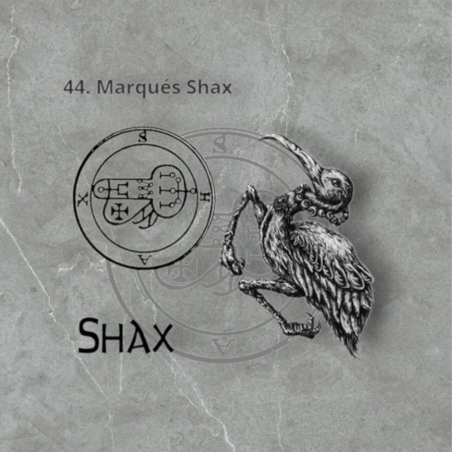 I swore Demon 44 MARQUES SHAX and Secret Seal of Solomon 72 Demons Lesser Key of Solomon Goetia In Silver 3 x 2.5 cm 12 Gr Art 1903 - Bricks Masons