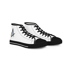 Master Mason Blue Lodge Australia Jurisdiction Sneaker - High Top Black & White S&C G - Bricks Masons
