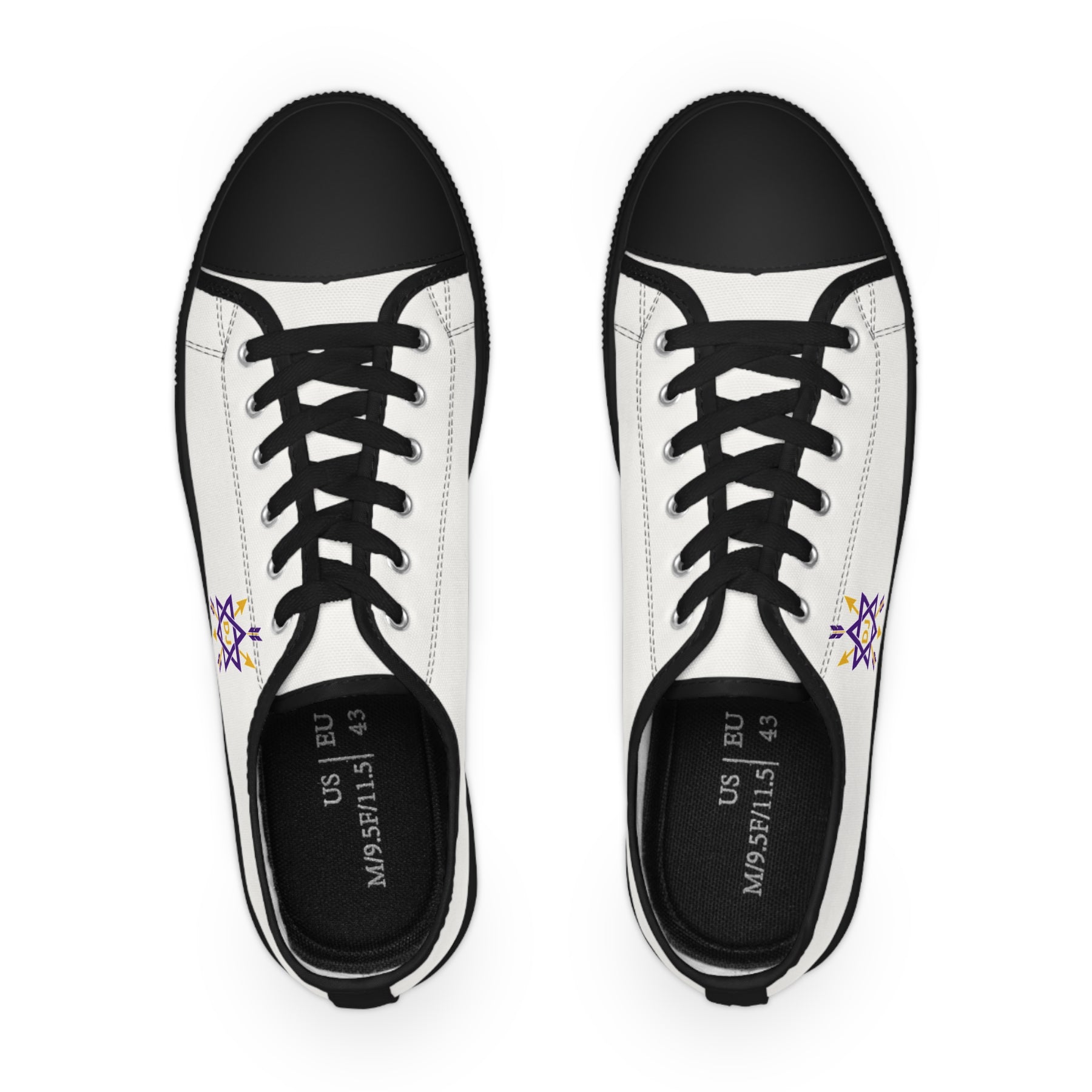 Order of the Secret Monitor Sneaker - Low Top Sneaker Black & White Gold & Purple Emblem - Bricks Masons