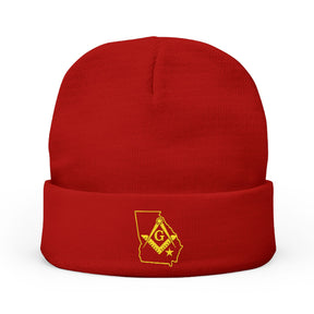 Master Mason Blue Lodge Beanie - Knit Embroidery Georgia Mason - Bricks Masons