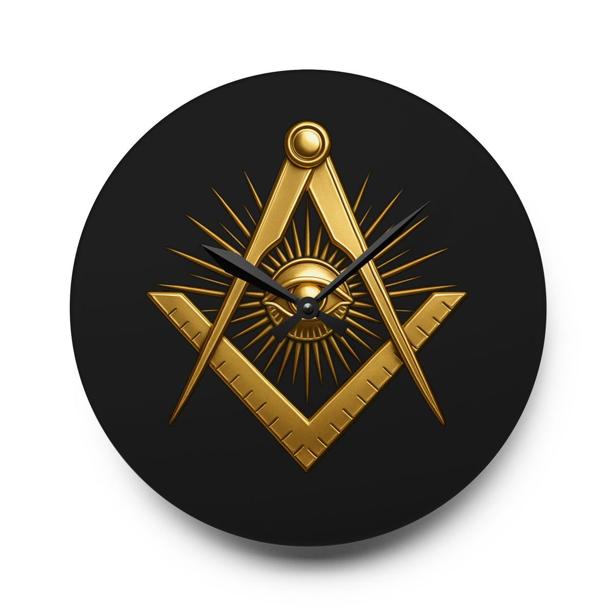 Master Mason Blue Lodge Clock - All Seeing Eye Within Square & Compass - Bricks Masons