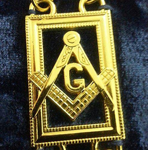 Master Mason Blue Lodge Chain Collar - Gold Plated Square & Compass G