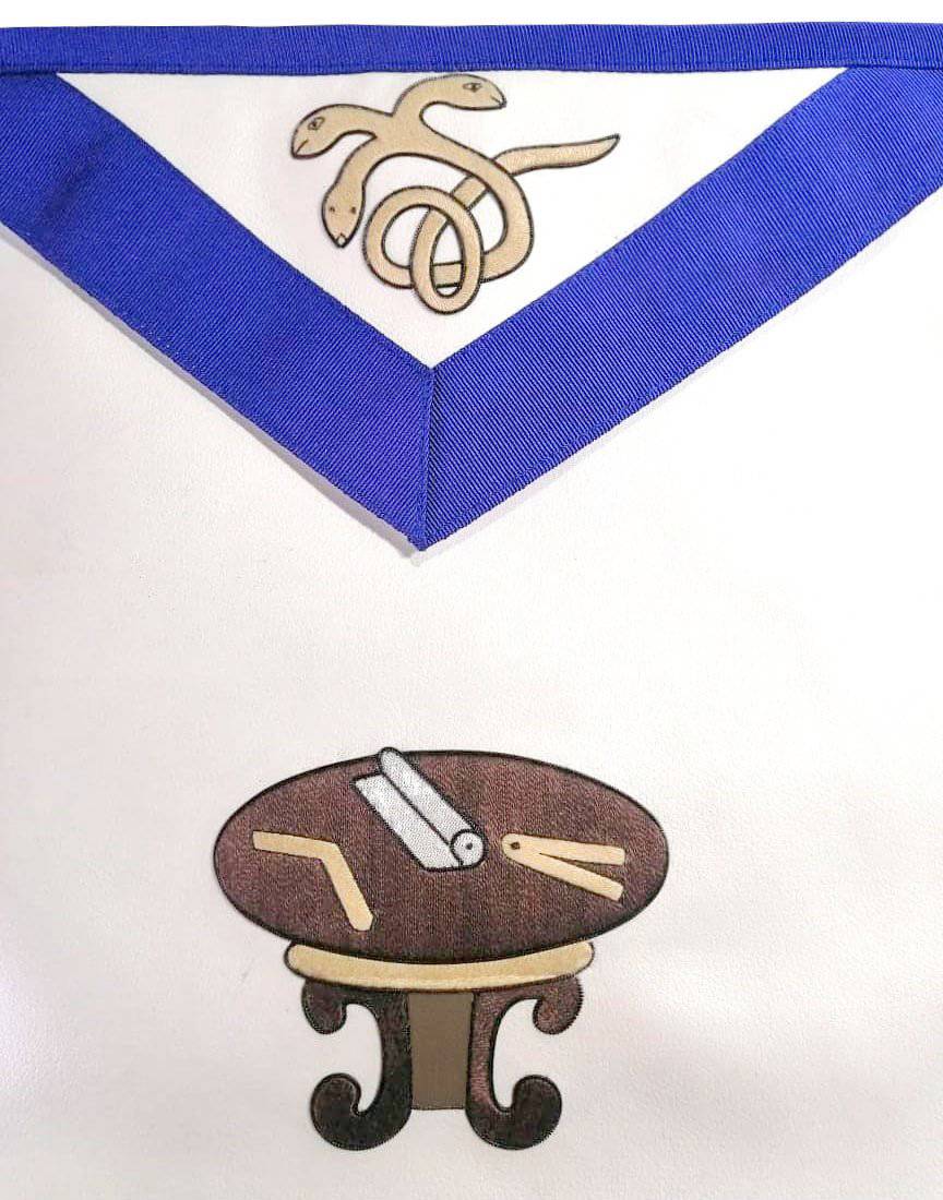 22nd Degree Scottish Rite Apron - White & Blue Knight Royal Axe - Bricks Masons