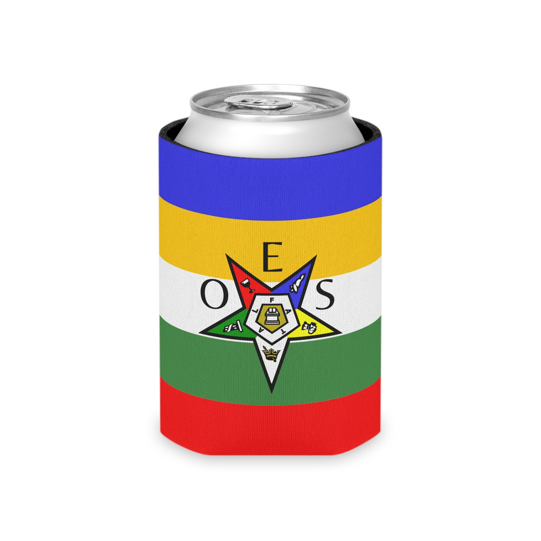 OES Can Cooler - Colorful Star With Polyester Exterior - Bricks Masons