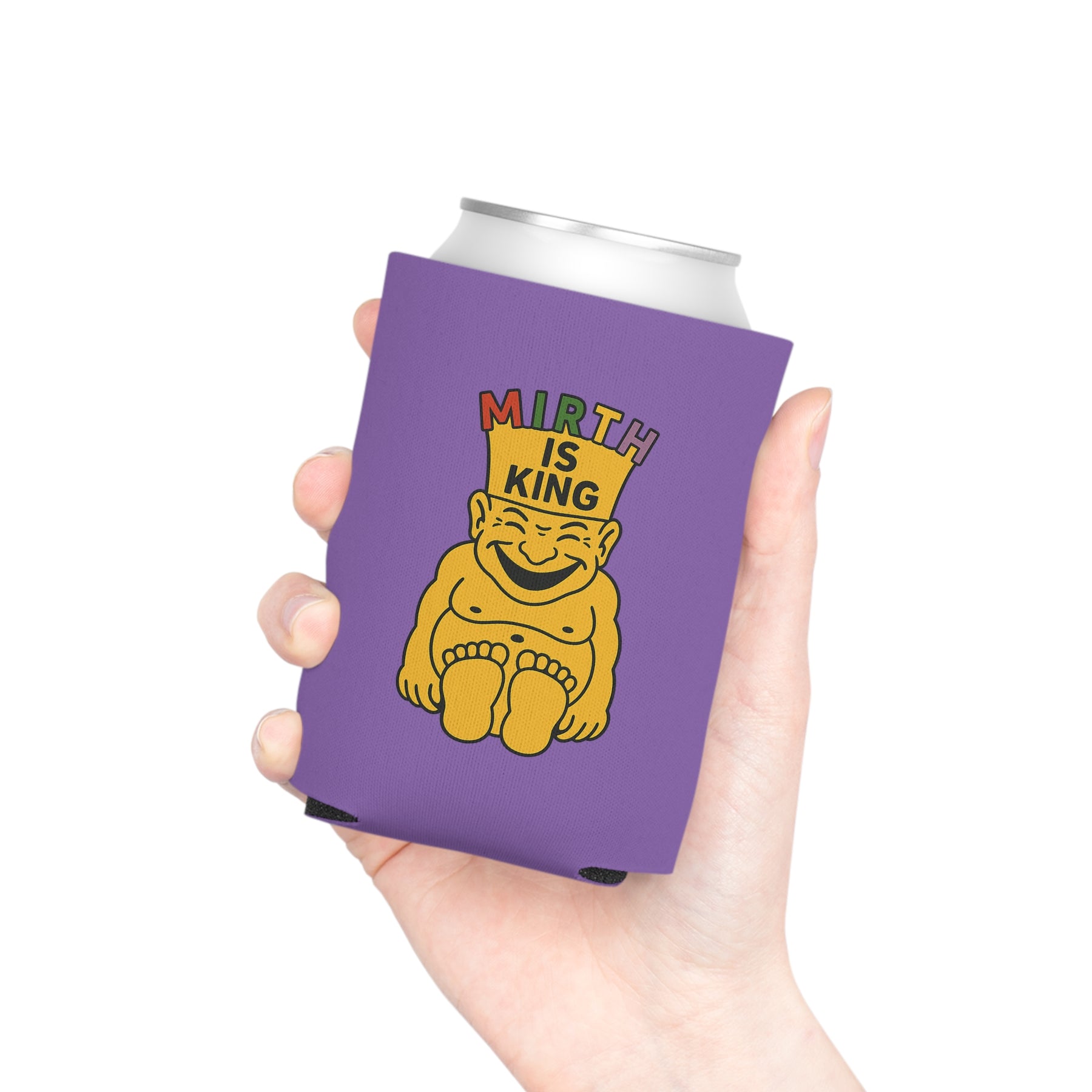 Royal Order of Jesters Can Cooler - Mirth is King Vibrant Yellow & Purple Colors - Bricks Masons