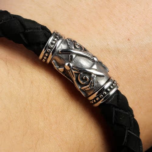 Master Mason Blue Lodge Bracelet - Black Leather Bracelet With Magnetic Buckle - Bricks Masons