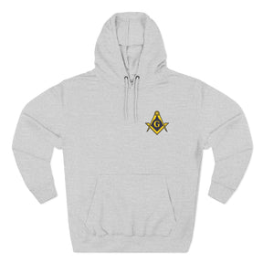 Master Mason Blue Lodge Hoodie - Three-Panel Fleece Embroidered S&C with G - Bricks Masons