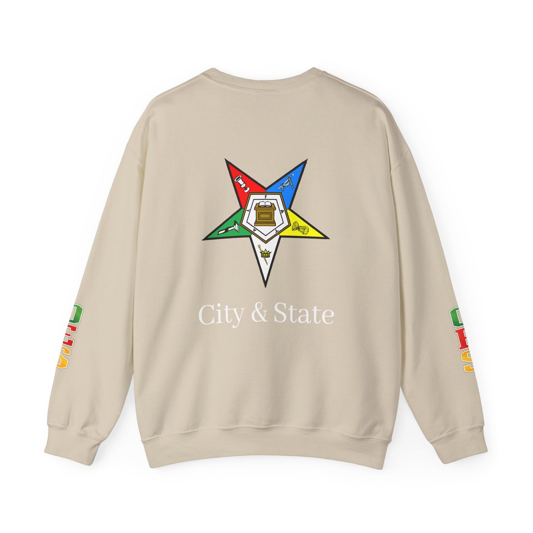 OES Sweatshirt - Colorful Eastern Star & Initials with Personalization - Bricks Masons
