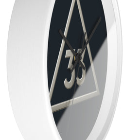 33rd Degree Scottish Rite Clock - Silver Triangle with 33 on Wooden Frame - Bricks Masons