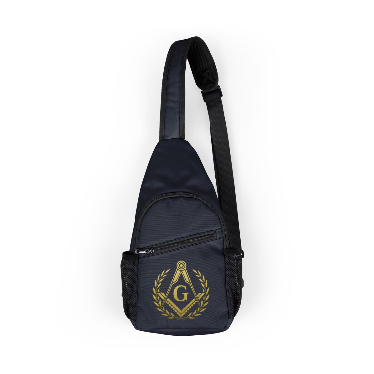 Master Mason Blue Lodge Crossbody Bag - Gold Square & Compass G With Wreath - Bricks Masons