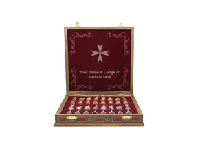 Order Of Malta Chess Set - Wood Mosaic Pattern - Bricks Masons