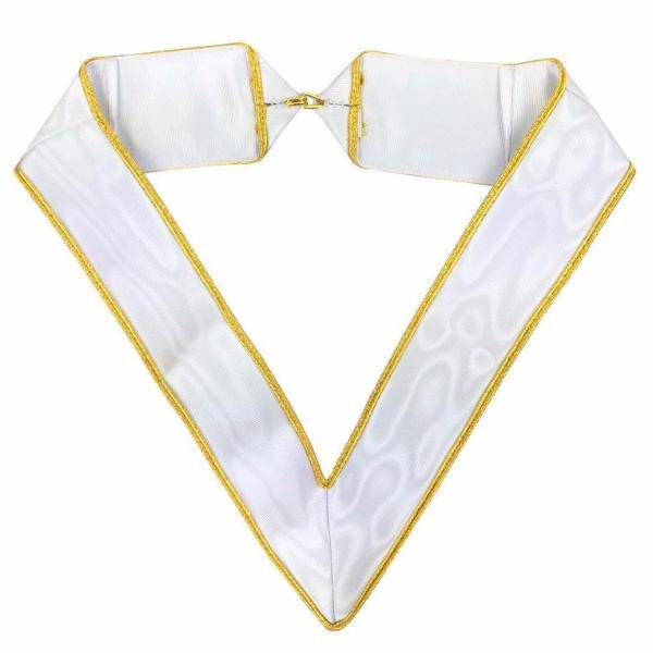 31st Degree Scottish Rite Collarette - White & Gold Moire - Bricks Masons