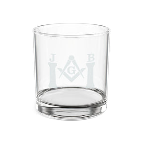 Master Mason Blue Lodge Whiskey Glass - Square & Compasses with Twin J&B Pillars