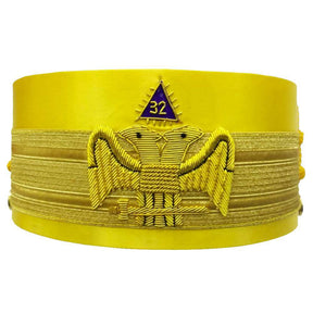 32nd Degree Scottish Rite Crown Cap - Yellow Bullion Hand Embroidery