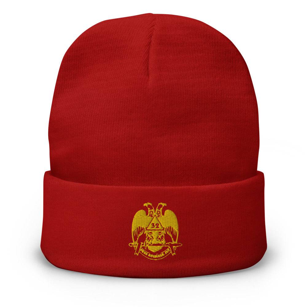 32nd Degree Scottish Rite Beanie - Wings Down Golden Embroidery - Bricks Masons