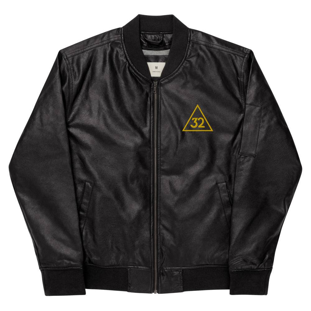 32nd Degree Scottish Rite Jacket - Leather Golden Embroidery - Bricks Masons