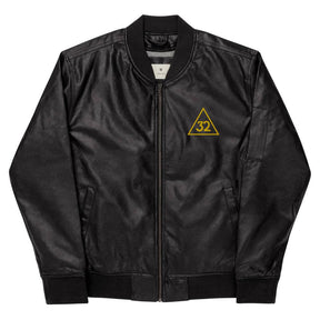 32nd Degree Scottish Rite Jacket - Leather Golden Embroidery - Bricks Masons