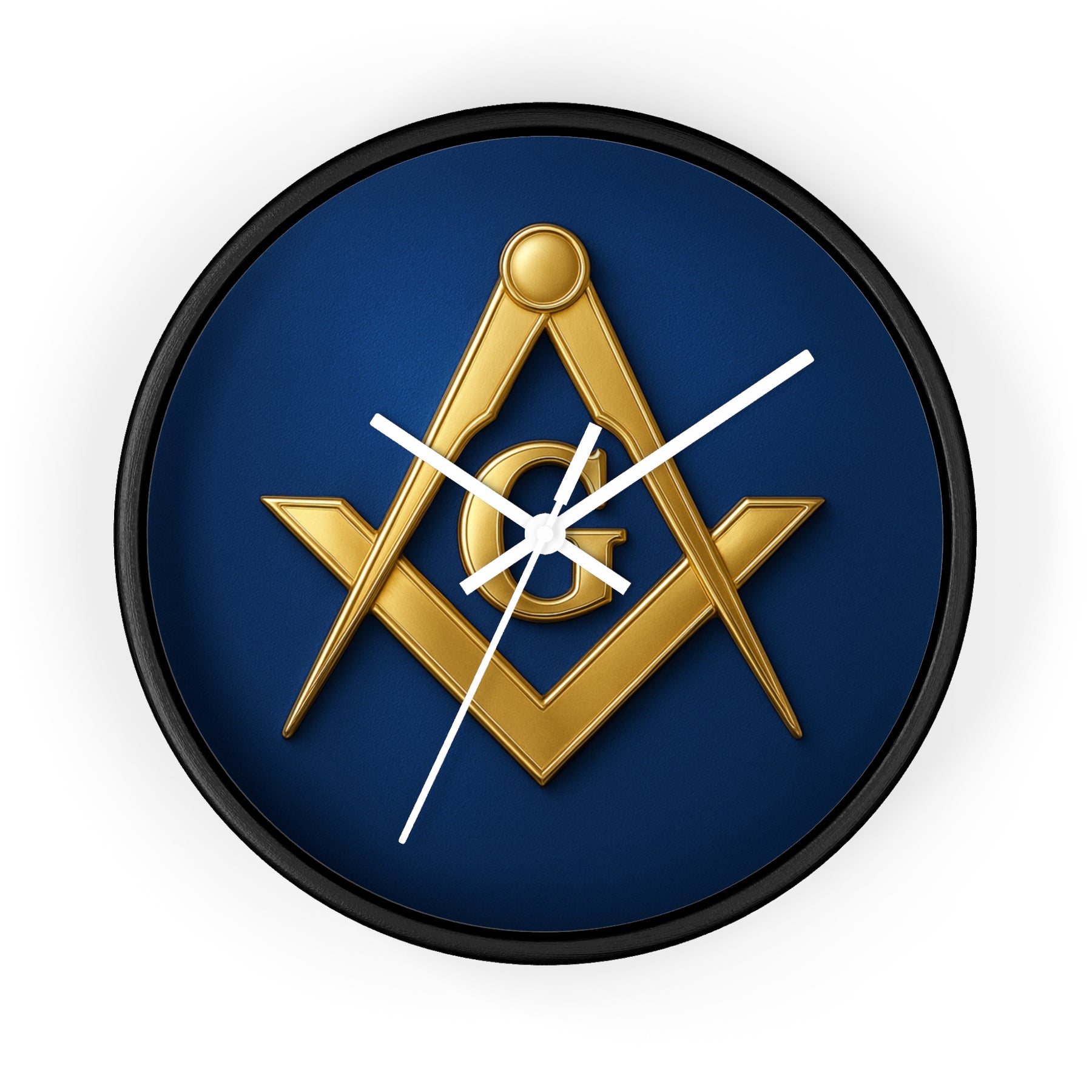 Master Mason Blue Lodge Clock - S & C Emblem on Elegant Wooden Frame - Bricks Masons