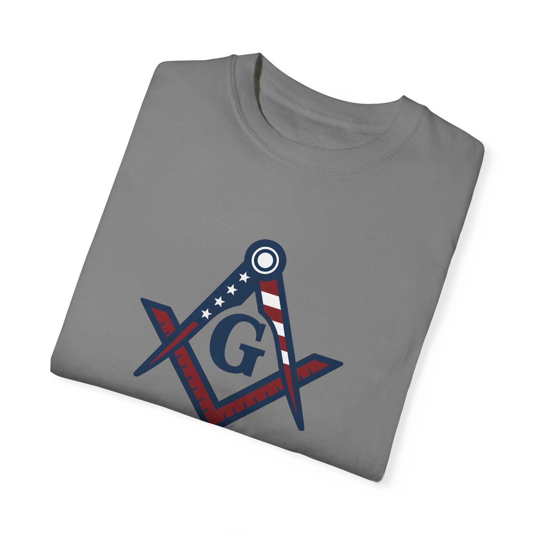 Master Mason Blue Lodge T-Shirt - Garment-Dyed USA Flag Mason - Bricks Masons