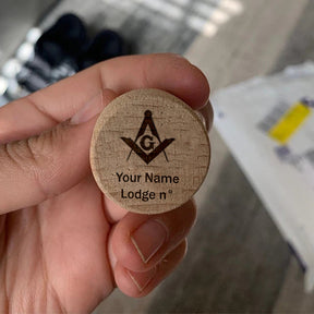 Master Mason Blue Lodge Wine Stopper - Customized Wood - Bricks Masons