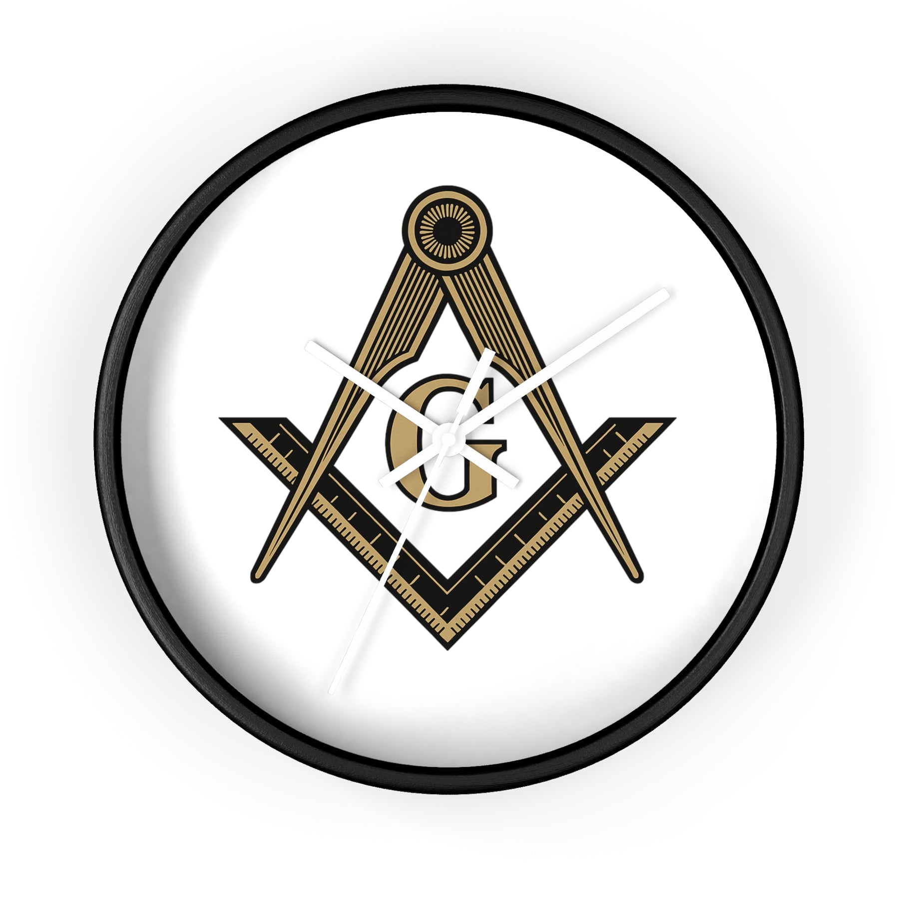 Master Mason Blue Lodge Clock - Distinguished S&C G on White Dial - Bricks Masons