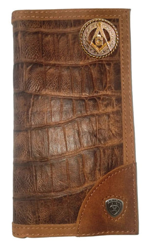 Master Mason Blue Lodge Wallet - Customizable Long Gator Print Leather