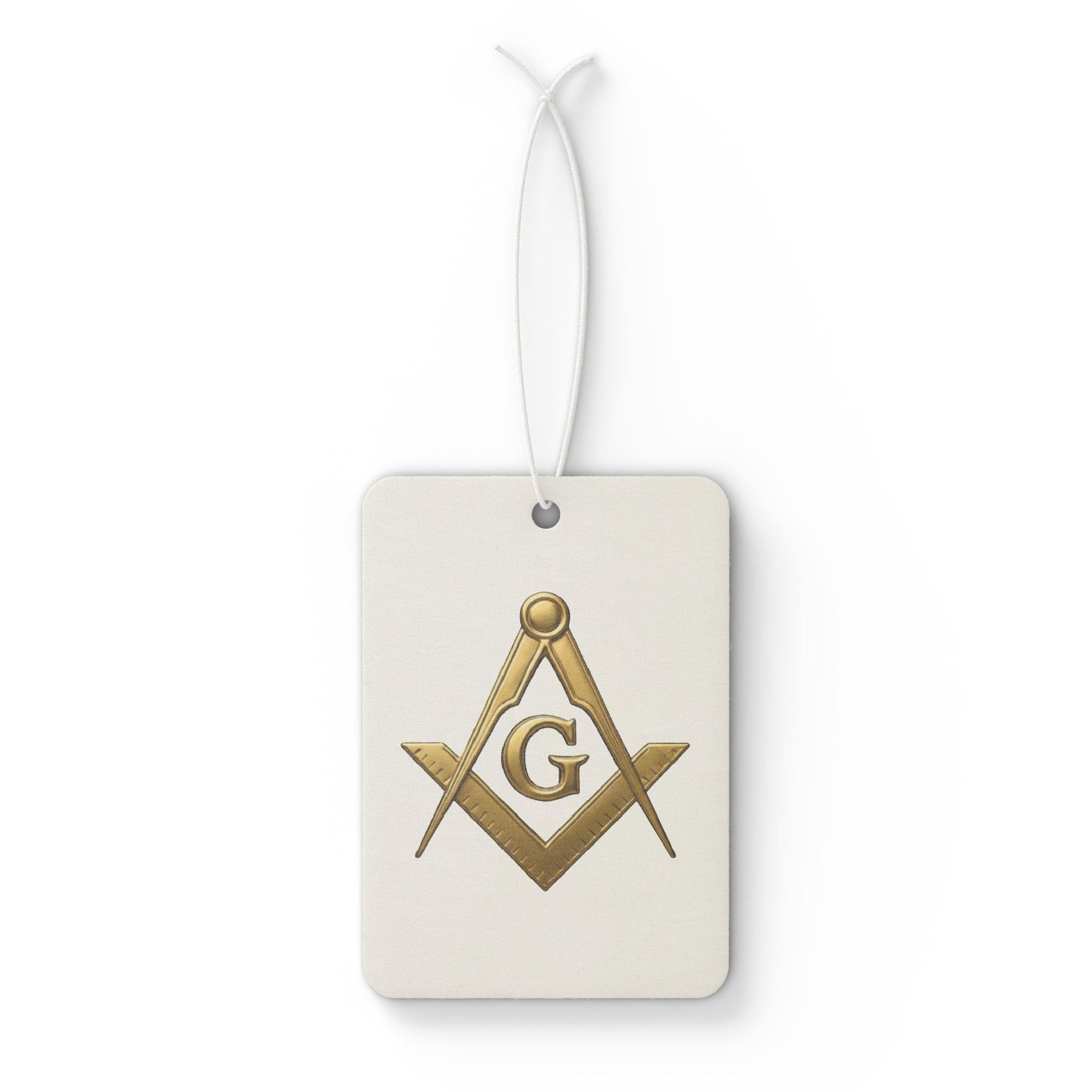 Master Mason Blue Lodge Car Air Freshener - Gold Square & Compass with G - Bricks Masons