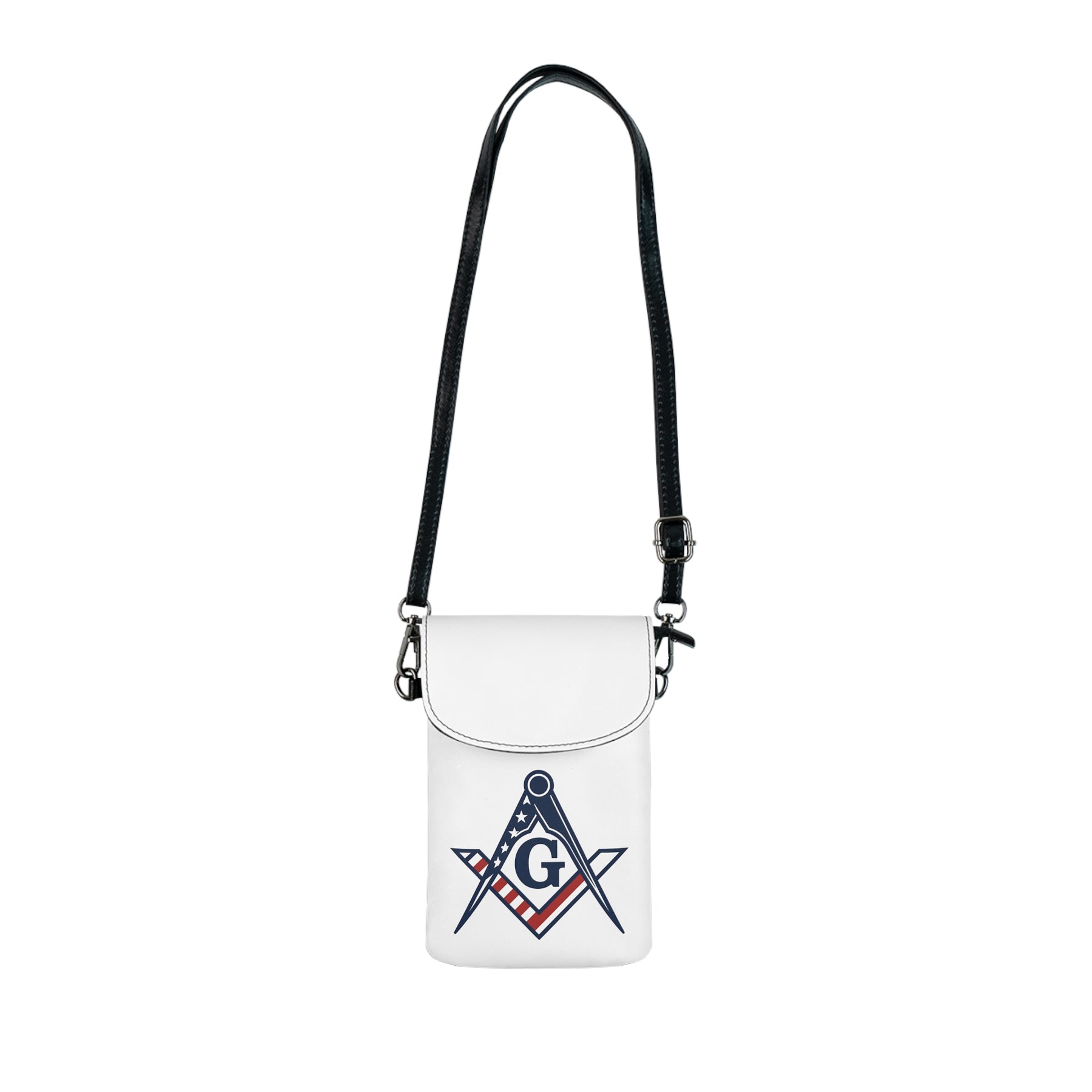 Master Mason Blue Lodge Cell Phone Wallet - US Square & Compass G Microfiber Leather - Bricks Masons