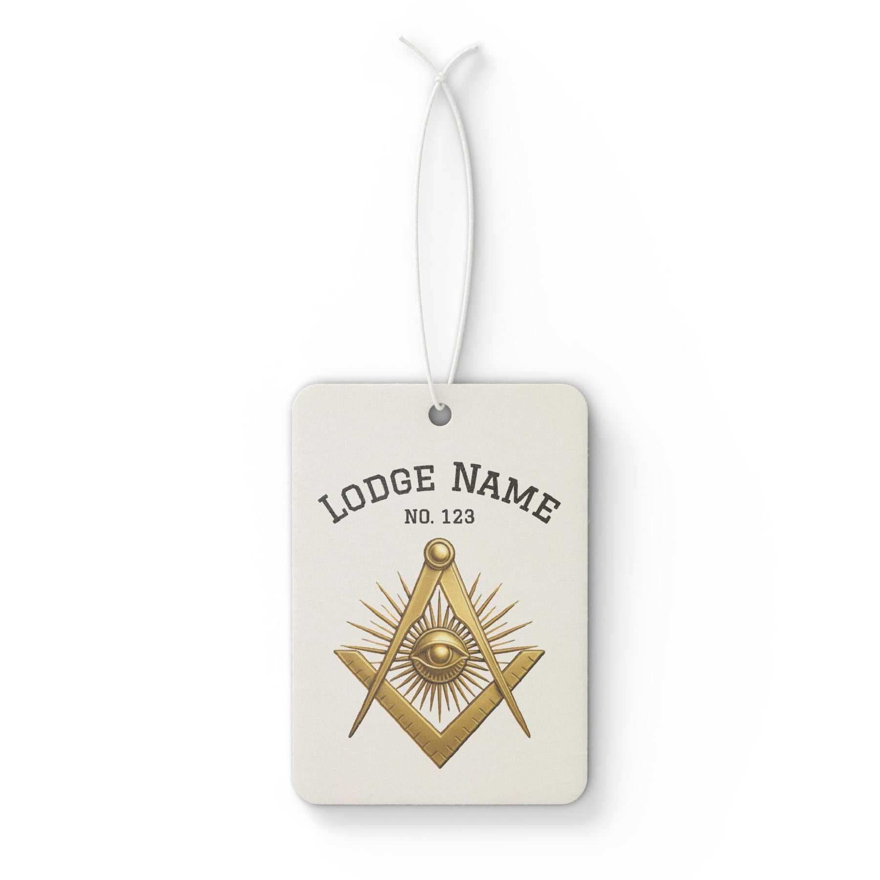 Master Mason Blue Lodge Car Air Freshener - Square Compass & Eye With Customization - Bricks Masons