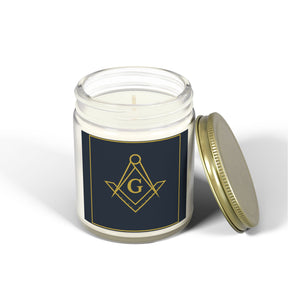 Master Mason Blue Lodge Candle - Scented Coconut Apricot Wax, 4oz & 9oz - Bricks Masons