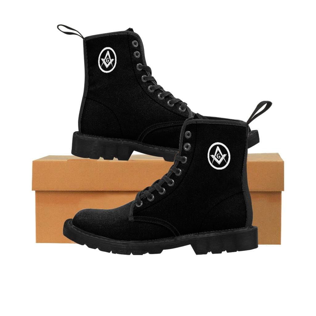 Master Mason Blue Lodge Boot - Square & Compass G Black Canvas