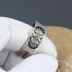 32nd Degree Scottish Rite Ring - 925 Sterling Silver/ 14k Real Gold Eagle